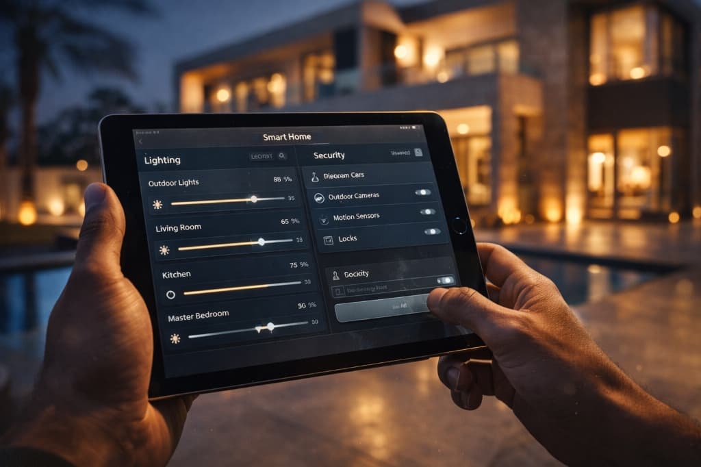صورة قارئ بطاقات وبصمة متقدم على بوابة دخول يعرض نظام التحكم بالدخول الأمني
